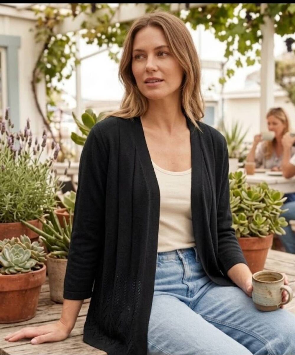 Peyton Primrose Open Front Cardigan Sz XL Black